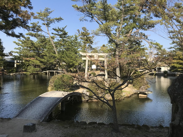 花畑と五重塔の写真